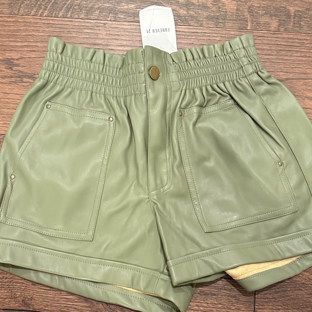 NWT Faux Leather Sage Green Women's Shorts